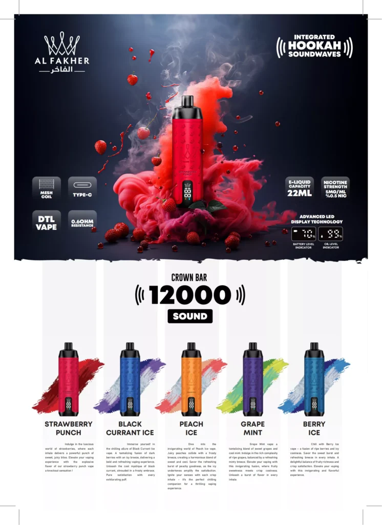 AL Fakher Crown Bar 12000 Züge Einweg E Zigarette Mit Nikotin -Berry Ice
