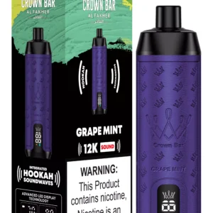 AL Fakher Crown Bar 12000 puhaltaa kertakäyttöistä e-savuketta nikotiinilla - Grape Mint