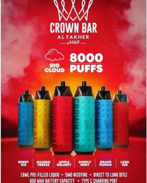 AL Fakher Crown Bar 8000 de trageri țigară electronică de unică folosință cu nicotină - Pișcot de gheață 6 AL-Fakher-Crown-Bar-8000-Züge-Einweg-E-Zigarette-Mit-Nikotin-Peach-Ice becomes AL-Fakher Crown Bar 8000 de tiri E-țigaretă de unică folosință cu nicotină Peach Ice