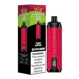 AL Fakher Crown Bar Pro 8000 potáhne jednorázovou e-cigaretu s nikotinem – dvě jablka
