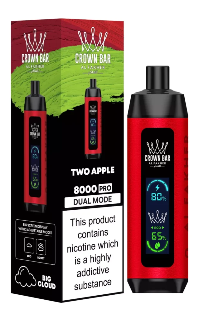 Al Fakher Crown Bar Big Cloud 8000 PRO Jednorazové potiahnutie e-cigariet – dve jablká